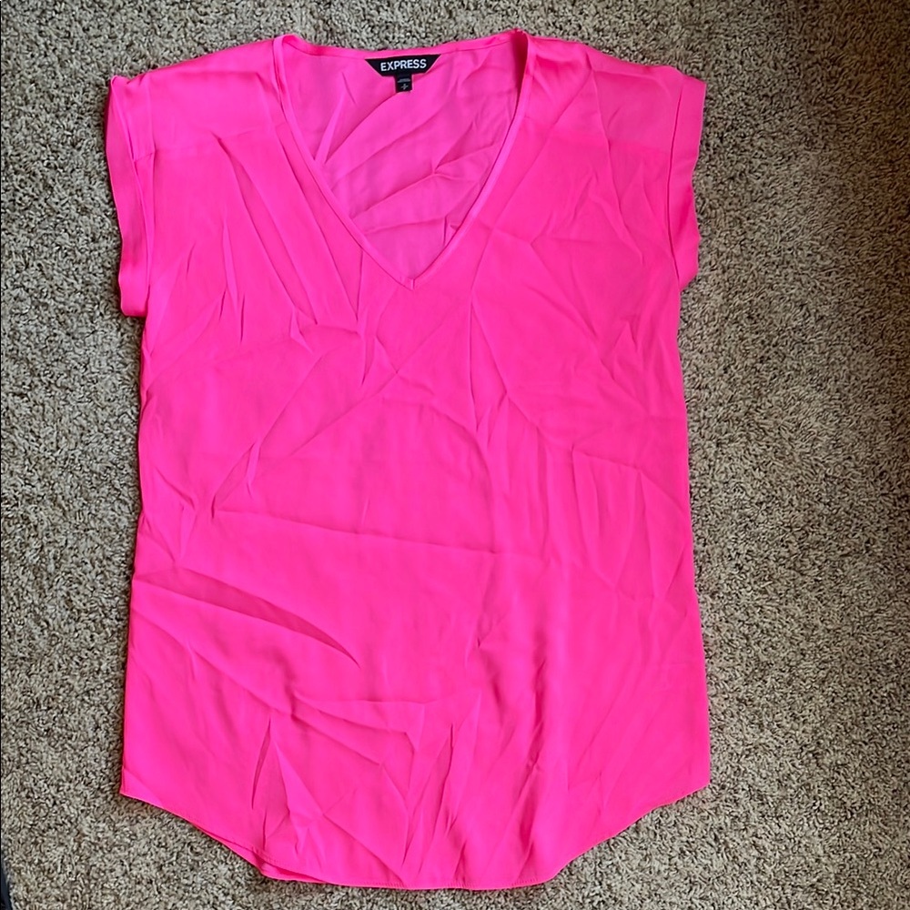 Express Women's Pink V-Neck Top
